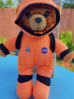 NASA Astronaut Teddy Bear Plush Stuffed Animal Orange Space Shuttle Collectible